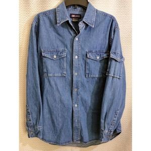 Faded Glory Vintage Denim Jean Shirt Sleeve Pocket 100% Cotton Oversized 90s M